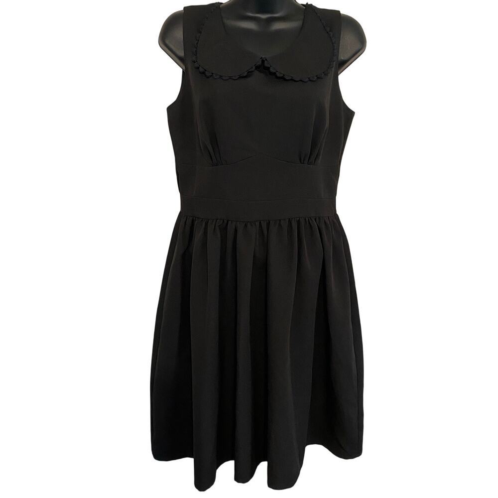 Sourpuss Peter Pan Collar Dress Womens Sz Medium Scalloped Retro Sleeveless